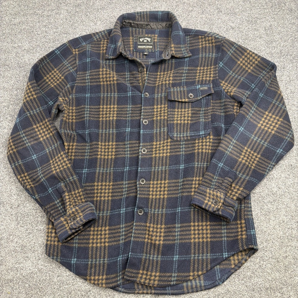 Billabong Shirt Mens L Blue Plaid Adventure Division Fleece Southwestern Aztec